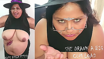 Big Natural Tits And Cum Swallowing For Halloween Fun